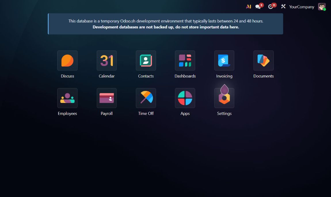 Sesión de desarrollo sin icono BPS